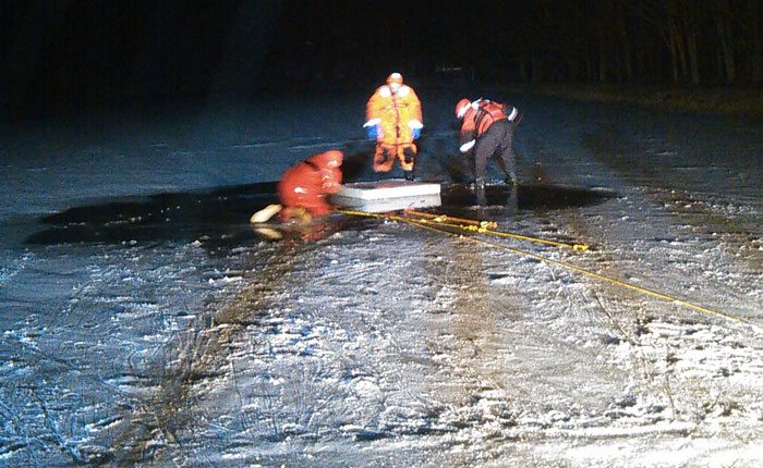 Night Ice Rescue Drill Training