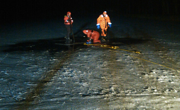 Night Ice Rescue Drill Training