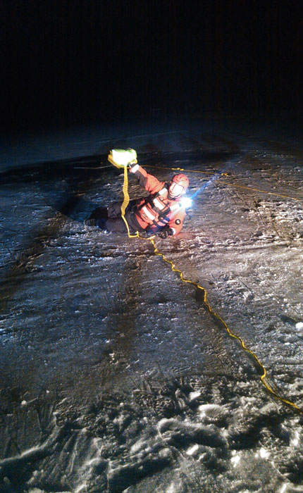 Night Ice Rescue Drill Training